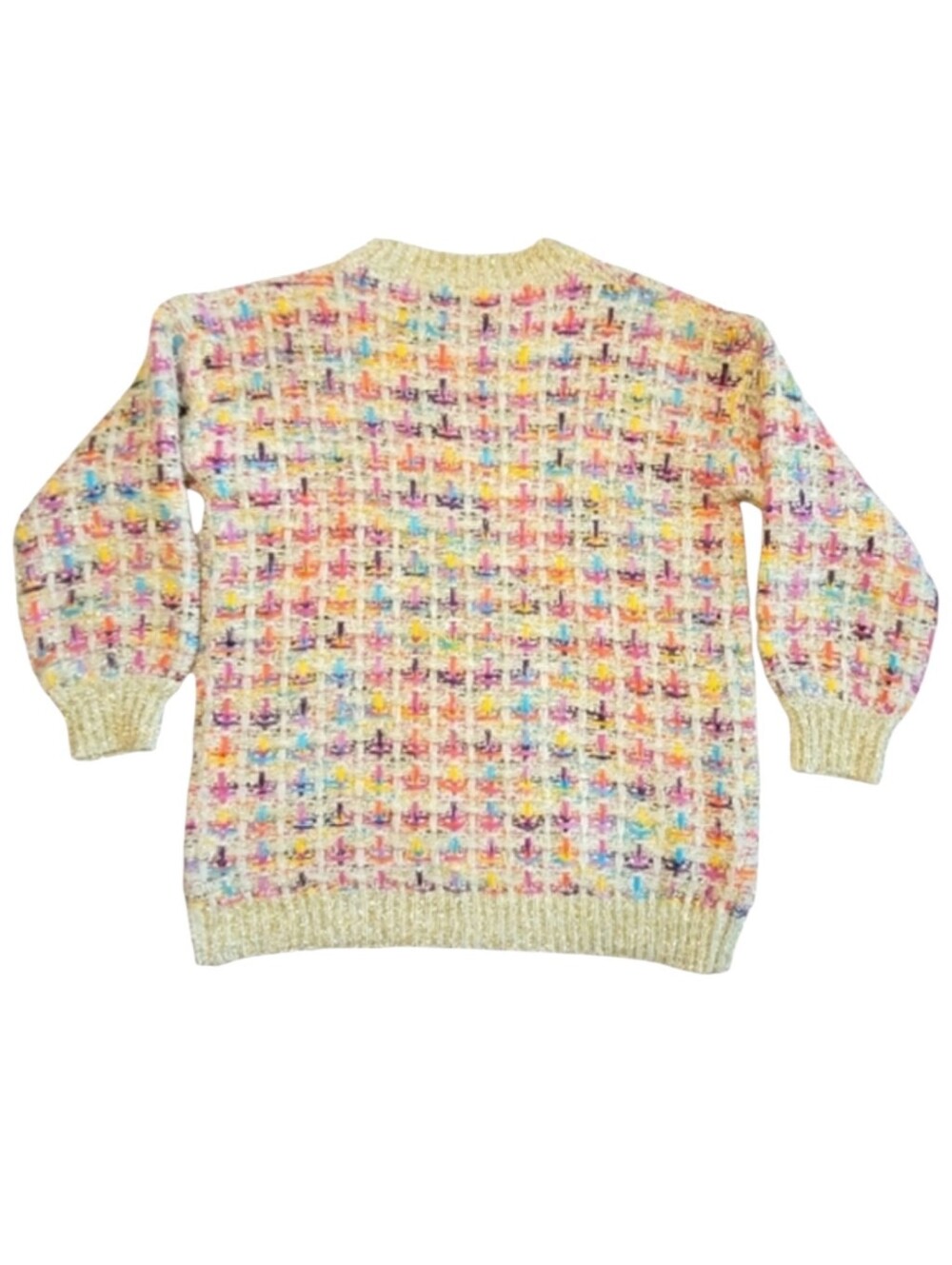 Anthropologie Stellah Sweater Myla Sparkled Metallic Multicolor Knit Small - Picture 4 of 11